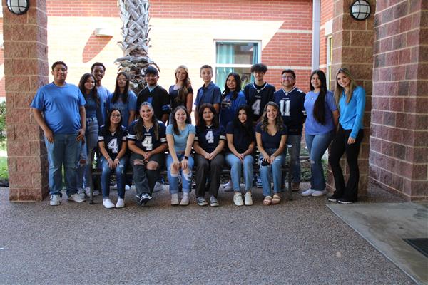 Bishop HS students wear blue in honor of KISD Coach Marco Contreras.